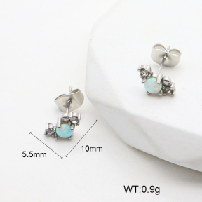 6E4004013bhva-106D  316 SS Czech Stones & Synthetic Opal ,Handmade Polished  Stainless Steel Earrings