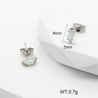 6E4004015bhva-106D  SS 316  Synthetic Opal ,Handmade Polished  Stainless Steel Earrings