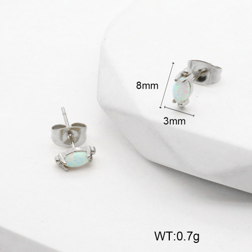 6E4004015bhva-106D  316 SS Synthetic Opal ,Handmade Polished  Stainless Steel Earrings