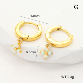 6E4004047vhnv-G034  316 SS Synthetic Opal ,Handmade Polished  Stainless Steel Earrings