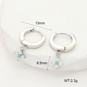 6E4004048vhkb-G034  316 SS Synthetic Opal ,Handmade Polished  Stainless Steel Earrings