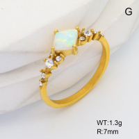 6R4003942vhnv-106D  6-8#  SS 316  Czech Stones & Synthetic Opal ,Handmade Polished  Stainless Steel Ring