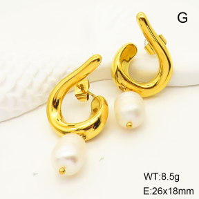 GEE001527bhia-066  Cultured Freshwater Pearls,Handmade Polished  Stainless Steel Earrings