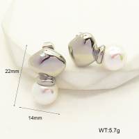 GEE001885vbpb-066  Shell Beads,Handmade Polished  Stainless Steel Earrings