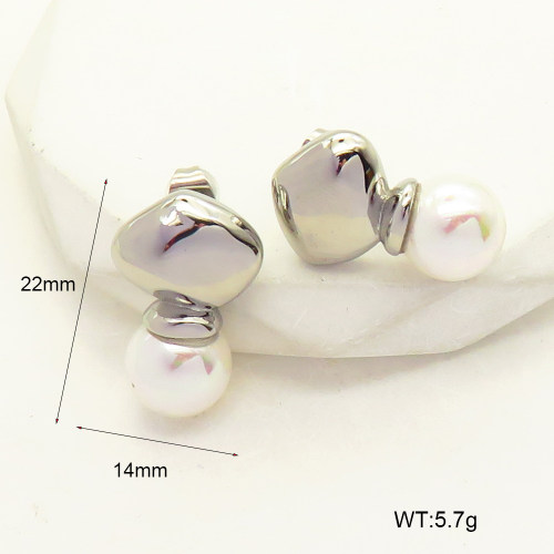 GEE001885vbpb-066  Shell Beads,Handmade Polished  Stainless Steel Earrings