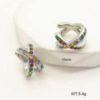 GEE001892vhha-066  Czech Stones,Handmade Polished  Stainless Steel Earrings