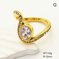 GER001013bhia-066  6-8#  Zircon & Czech Stones,Handmade Polished  Stainless Steel Ring