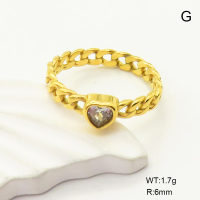 GER001018vhha-066  6-8#  Zircon,Handmade Polished  Stainless Steel Ring