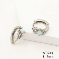 6E4003981vhnv-106D  SS 316  Czech Stones & Synthetic Opal ,Handmade Polished  Stainless Steel Earrings