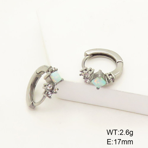 6E4003981vhnv-106D  316 SS Czech Stones & Synthetic Opal ,Handmade Polished  Stainless Steel Earrings