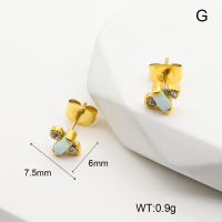 6E4004010ahjb-106D  316 SS Czech Stones & Synthetic Opal ,Handmade Polished  Stainless Steel Earrings