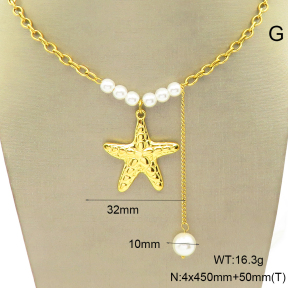 GEN001385vhkb-066  Plastic Imitation Pearls,Handmade Polished  Stainless Steel Necklace