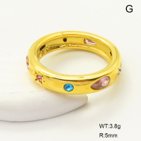 GER001029bhia-066  6-8#  Zircon & Czech Stones,Handmade Polished  Stainless Steel Ring