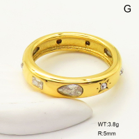 GER001030bhia-066  6-8#  Zircon & Czech Stones,Handmade Polished  Stainless Steel Ring