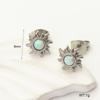 6E4004187bhia-106D  316 SS Synthetic Opal ,Handmade Polished  Stainless Steel Earrings