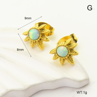 6E4004190ahjb-106D  SS 316  Synthetic Opal ,Handmade Polished  Stainless Steel Earrings