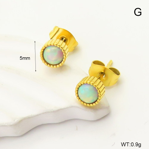 6E4004196bhia-106D  316 SS Synthetic Opal ,Handmade Polished  Stainless Steel Earrings