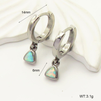 6E4004199vhml-700  SS 316  Synthetic Opal ,Handmade Polished  Stainless Steel Earrings