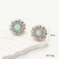 6E4004209bhik-G034  SS 316  Czech Stones & Synthetic Opal ,Handmade Polished  Stainless Steel Earrings