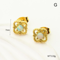 6E4004220bhjm-G034  316 SS Synthetic Opal ,Handmade Polished  Stainless Steel Earrings