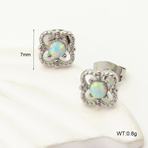 6E4004221bhia-G034  316 SS Synthetic Opal ,Handmade Polished  Stainless Steel Earrings