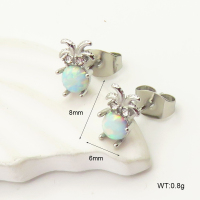 6E4004225bhhi-G034  SS 316  Czech Stones & Synthetic Opal ,Handmade Polished  Stainless Steel Earrings