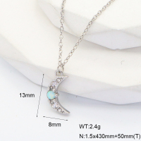 6N4004216bhbm-G034  SS 316  Czech Stones & Synthetic Opal ,Handmade Polished  Stainless Steel Necklace