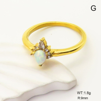 6R4000984vhmv-106D  6-8#  SS 316  Zircon & Czech Stones & Synthetic Opal ,Handmade Polished  Stainless Steel Ring