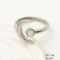 6R4000987ahjb-106D  SS 316  Synthetic Opal ,Handmade Polished  Stainless Steel Ring