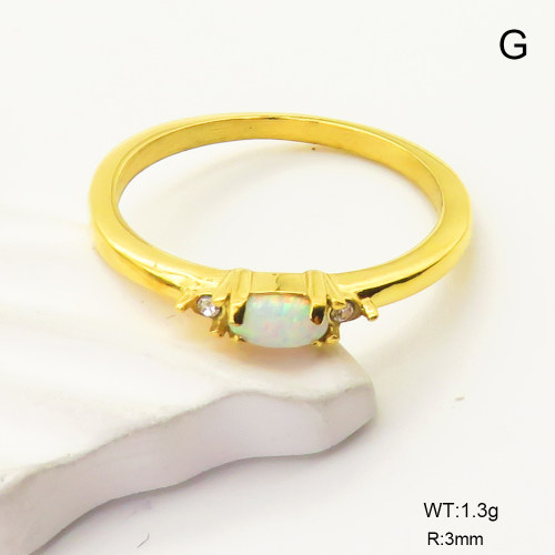 6R4000988ahlv-106D  6-8#  316 SS Czech Stones & Synthetic Opal ,Handmade Polished  Stainless Steel Ring