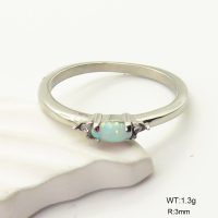 6R4000989ahjb-106D  6-8#  SS 316  Czech Stones & Synthetic Opal ,Handmade Polished  Stainless Steel Ring