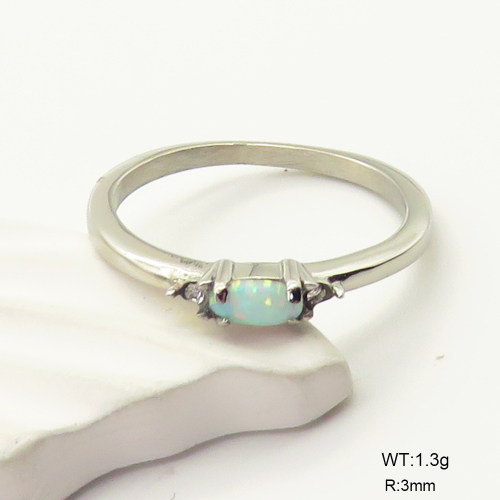 6R4000989ahjb-106D  6-8#  316 SS Czech Stones & Synthetic Opal ,Handmade Polished  Stainless Steel Ring