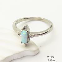 6R4000991vhkb-106D  6-8#  SS 316  Czech Stones & Synthetic Opal ,Handmade Polished  Stainless Steel Ring