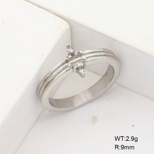 6R4000976bhva-106D  316 SS Czech Stones,Handmade Polished  Stainless Steel Ring