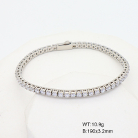 GEB000530amil-066  3A Zircon,Handmade Polished  Stainless Steel Bracelet