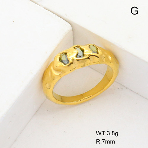 GER000912bhia-066  6-8#  Zircon,Handmade Polished  Stainless Steel Ring