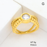 GER000920vhha-066  6-8#  Zircon,Handmade Polished  Stainless Steel Ring