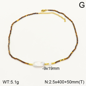 2N3001680aiov-684  Natural stone & freshwater pearl  Stainless Steel Necklace