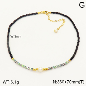 2N3001685aija-684  Natural stone & freshwater pearl  Stainless Steel Necklace