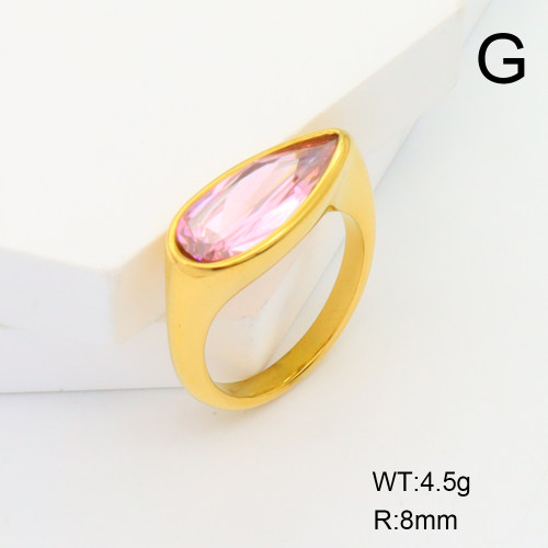 6R4000875bhia-066  6-8#  Zircon,Handmade Polished  Stainless Steel Ring  