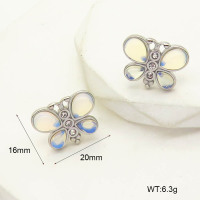 GEE002004vhhl-066  Czech Stones & Opalite,Handmade Polished  Stainless Steel Earrings