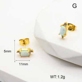 6E4004006ahjb-106D  316 SS Czech Stones & Synthetic Opal ,Handmade Polished  Stainless Steel Earrings