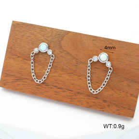 6E4004062vhkb-700  316 SS Czech Stones & Synthetic Opal ,Handmade Polished  Stainless Steel Earrings