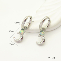 6E4004271bhjm-G034  SS 316  Synthetic Opal ,Handmade Polished  Stainless Steel Earrings