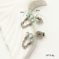 6E4004279vhkm-G034  SS 316  Synthetic Opal ,Handmade Polished  Stainless Steel Earrings