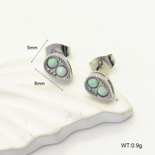 6E4004281bhji-G034  316 SS Synthetic Opal ,Handmade Polished  Stainless Steel Earrings