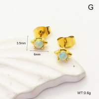 6E4004284vhha-G034  316 SS Synthetic Opal ,Handmade Polished  Stainless Steel Earrings