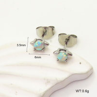 6E4004285bhva-G034  316 SS Synthetic Opal ,Handmade Polished  Stainless Steel Earrings