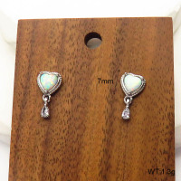 6E4004299vhmv-700  SS 316  Czech Stones & Synthetic Opal ,Handmade Polished  Stainless Steel Earrings