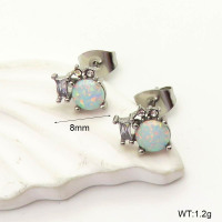 6E4004307bhjl-700  SS 316  Czech Stones & Synthetic Opal & Zircon,Handmade Polished  Stainless Steel Earrings